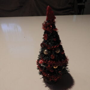 Kerstboom rood met goud - 11cm